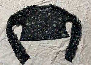 Floral Mesh Crop Top
