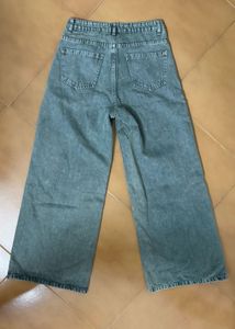 Washed Grey Wide Leg Jeans