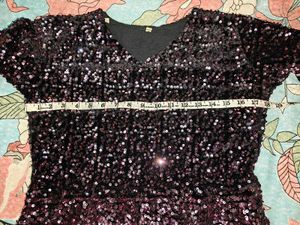 Sparkling Black Sequined V-Neck Dress