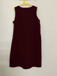 Annabelle Plus Size Wine Dress with Belt Detail