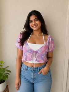 Cute Butterfly Print Crop Top
