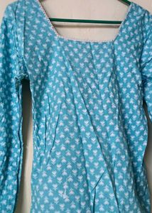 cotton Blue Printed shorts kurta