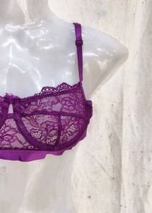 Sheer Lace Purple Bra