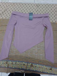 Branded Off-Shoulder Asymmetrical Top