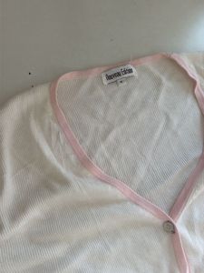 Cozy White Pyjama Set with Pink Trim