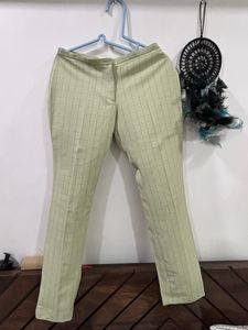 Green Striped Formal Pant Trouser