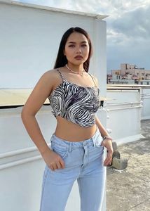 Stylish Zebra Print Abtract Geometry Crop Top