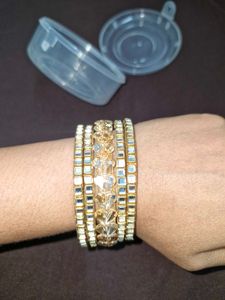 Beautiful Golden Bangles with Heart Detailing- new