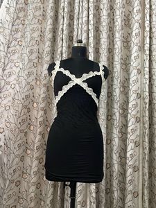 Black Mini Dress with Lace Straps