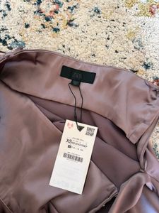 ZARA Satin Top with Lace Trim