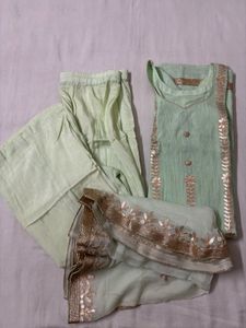 Mint Green Embroidered 3Pc Suit Set