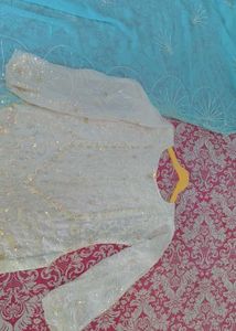 White full pakistani Sequined Kurta and dupatta on