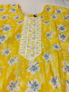 Vibrant Yellow Floral Print Kurta