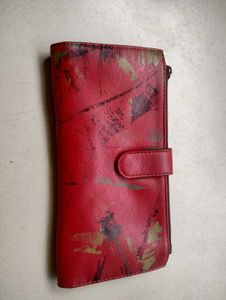 Vibrant Red Abstract Print Wallet