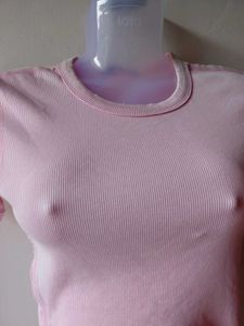 Pink Ribbed Short Sleeve T-Shirt