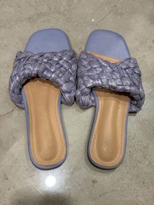 lulu&amp;sky Woven Detail Lavender Slides