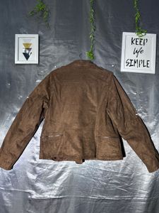 Brown Faux Suede Moto Jacket