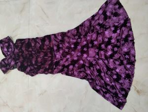 Elegant Purple Velvet Floral Dress