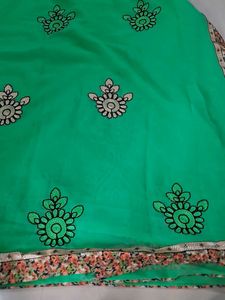 Beautiful Green Embroidered Saree