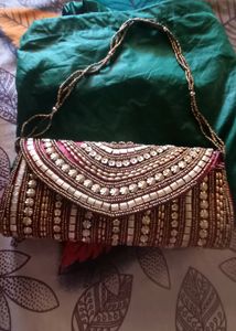 Maroon Sequence Cluch..Hand Work Bridal