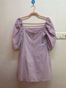 Lilac Eyelet Puff Sleeve Dress