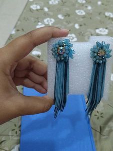 Boho Blue Tassel Earrings