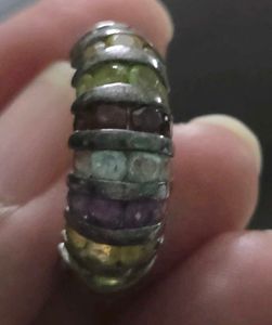 Imported Multi gemstone Statement Ring  Silver