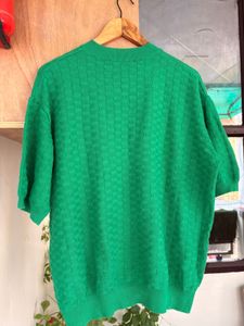 V-Neck Textured Knit Sweater