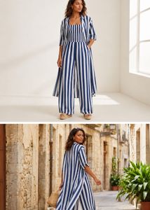 Striped Jumpsuit with Shrug for Women