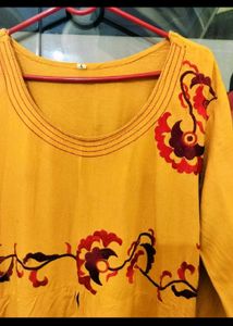 Yellow Kurta with Red Skirt