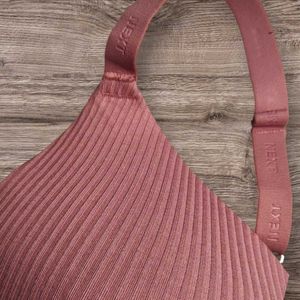 Next Pink Ribbed Lace Padded Bra