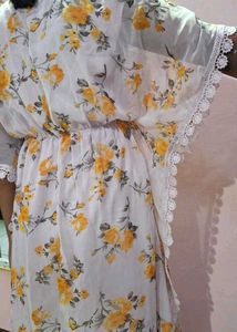 Floral Print Kaftan Kurta