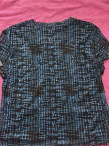Mesh Checkered Lettuce Trim Top