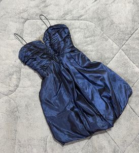Navy Blue Embellished Short Balloon Gown (Bust: 32/34/36)