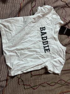 SHEIN White 'Baddie' Graphic Tee