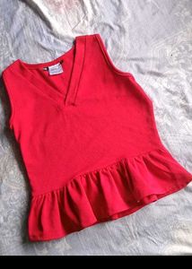 Red Peplum Top🎀🍷🍒🌟