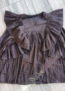Ruffled Layered Black Top