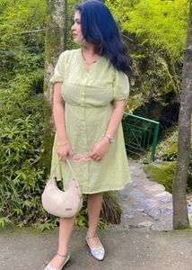 Light Green Button-Up Summer Dress