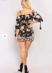 Fashion Nova Floral Print Off-Shoulder Romper