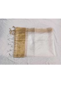 White Dupatta with Golden Border