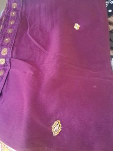 WINE COLOUR saree with Fancy work blouse
