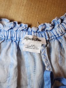 Blue &amp; White Striped Ruffled Crop Top