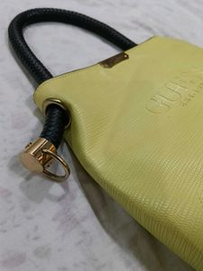 Guess Yellow Textured Handbag