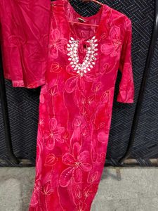 Vibrant Pink Kurta Set with Mirror Work
