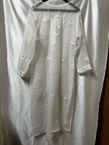 Elegant white Mirror Work Kurta