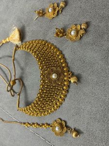 Exquisite Gold-Tone Necklace and Earring Set