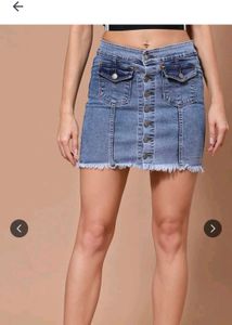 Light Wash Denim Button-Up Mini Skirt