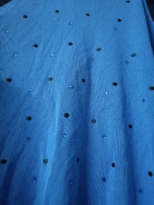 Blue Embellished Sleeveless  knitted Top