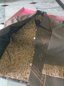 Boys Brown Ethnic Suit