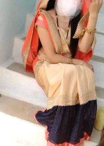 Elegant Beige & Orange Saree